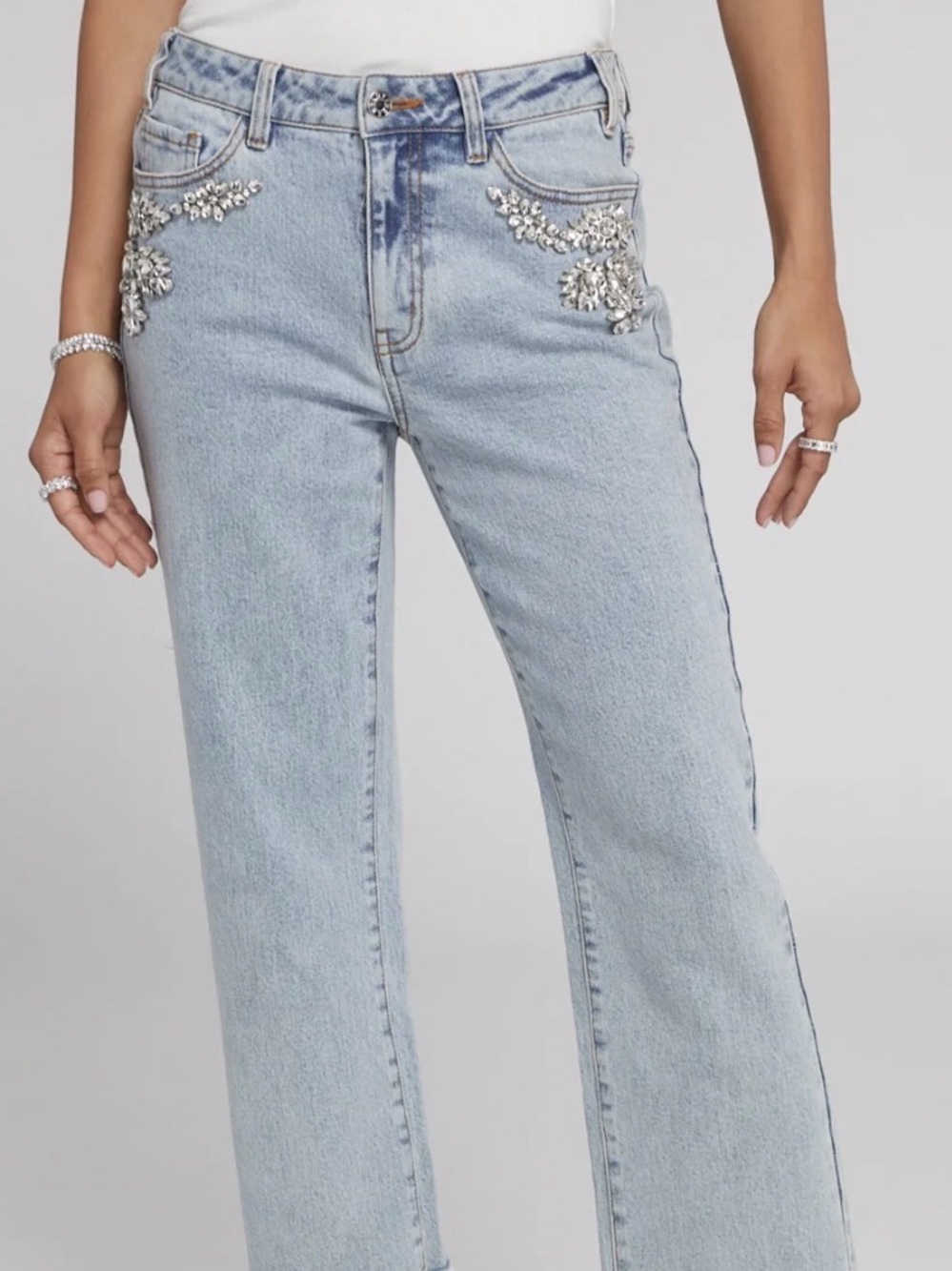 NWT Generation Love Carolyn Crystal denim pants size 26 MSRP $275 - Picture 3 of 12